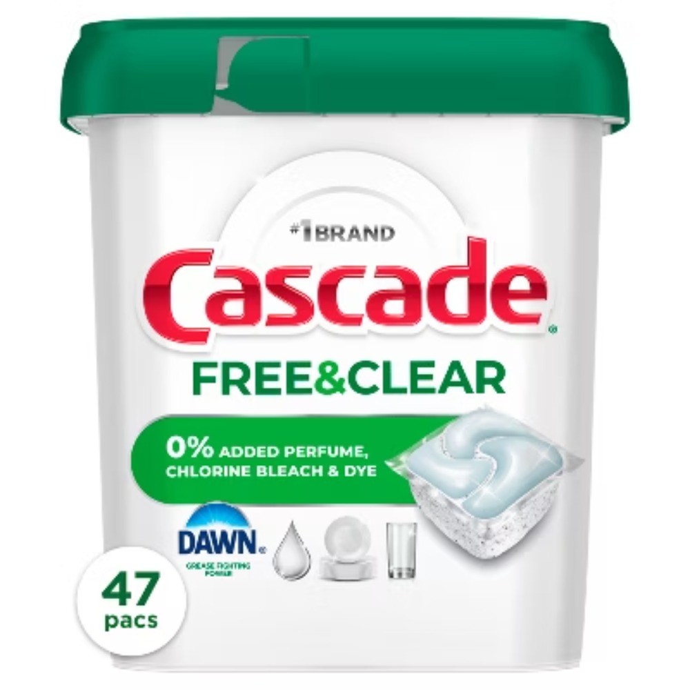 Cascade ActionPacs Free & Clear Dishwater Detergents – Unscented – 47ct