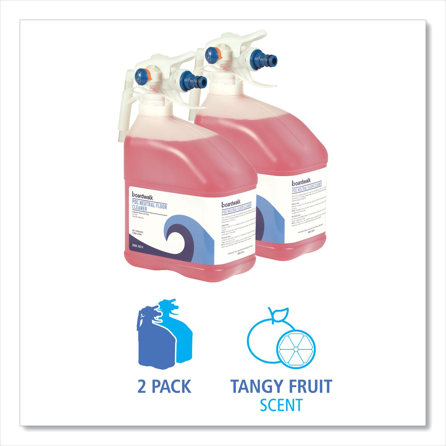 Boardwalk® PDC Neutral Floor Cleaner, Tangy Fruit Scent, 3 Liter Bottle