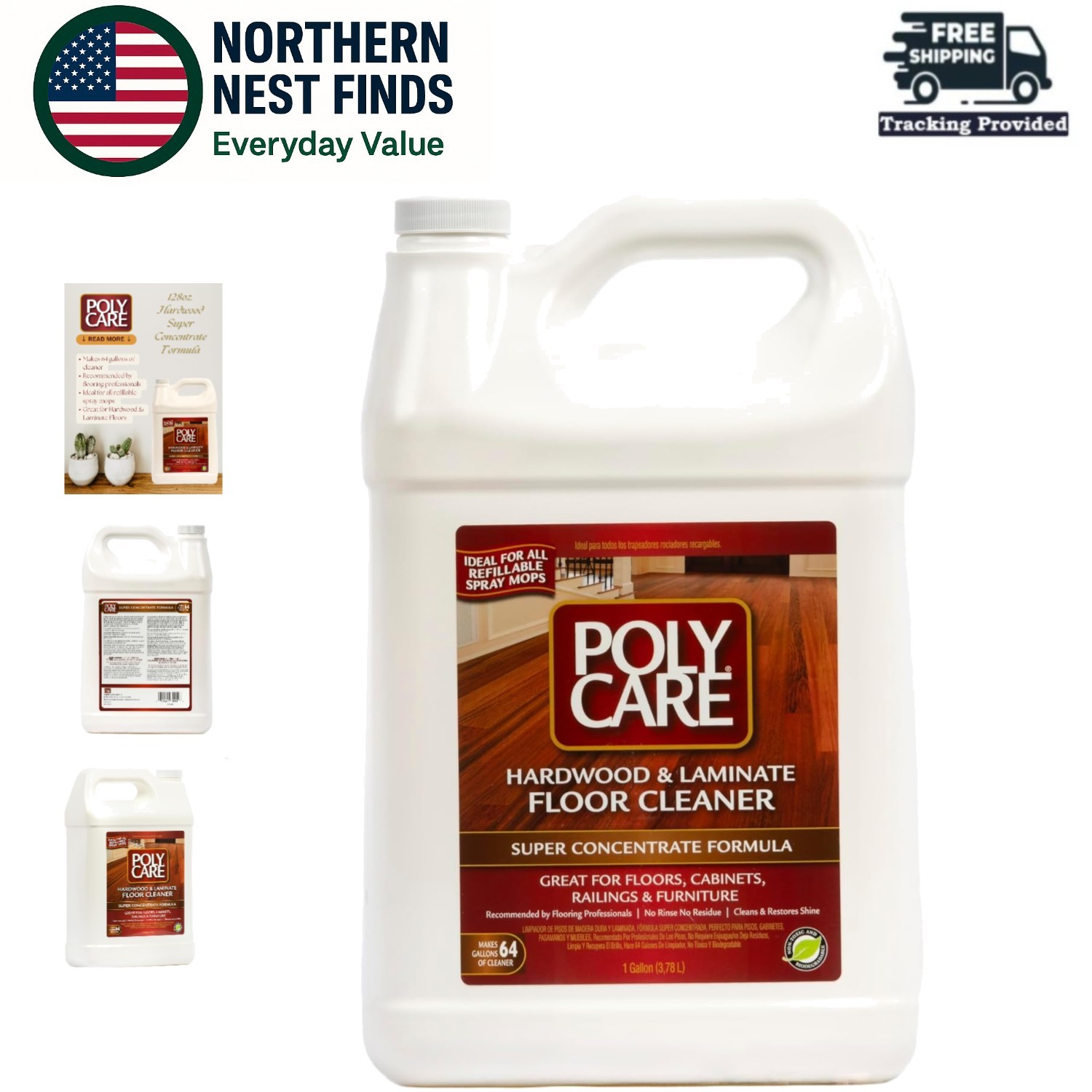 128 Fl Oz Super Concentrated Hardwood Floor Cleaner – All-Purpose & Fast Drying