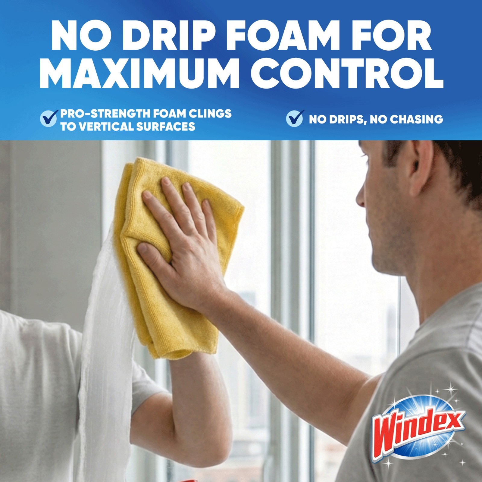 2 Pack Windex Fast Shine Foam Glass & Mirror Cleaner No-Drip Aerosol Spray 19 oz