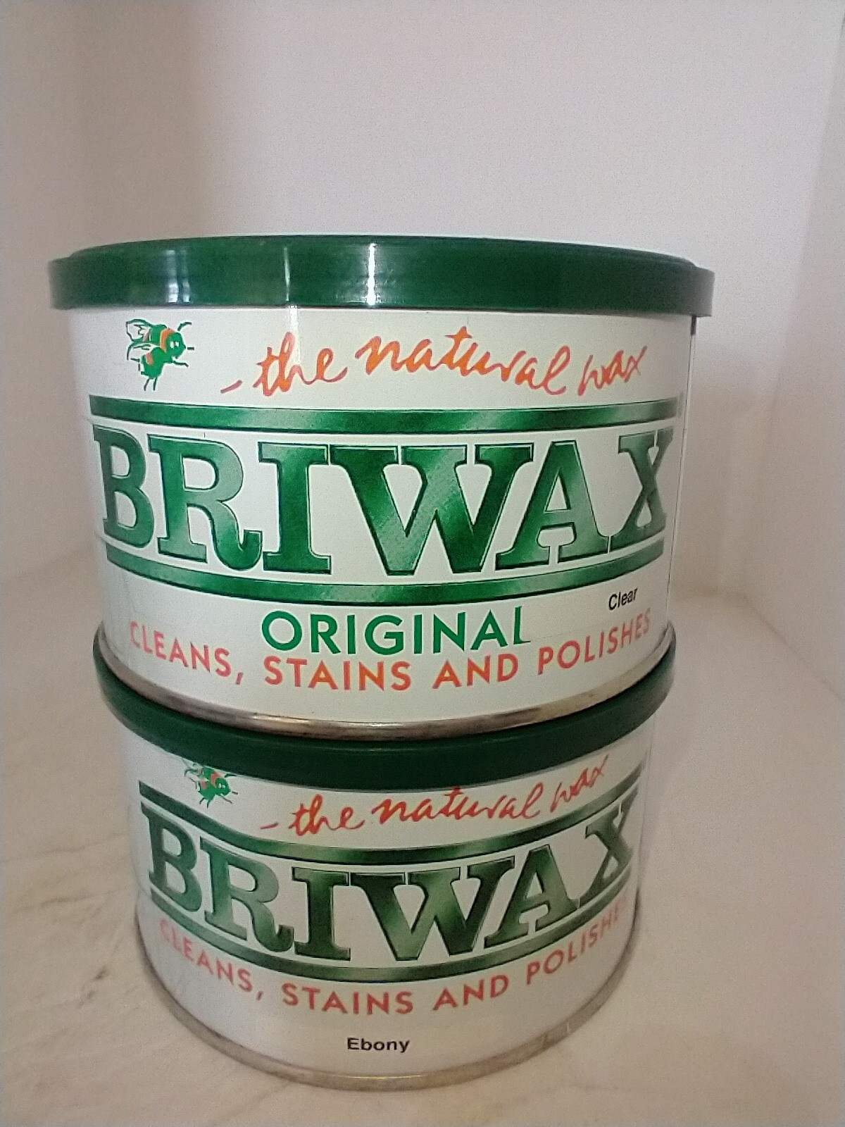 2 Briwax Cleans, Stains And Polishes 16oz Ea. 1 Clear & 1 Ebony