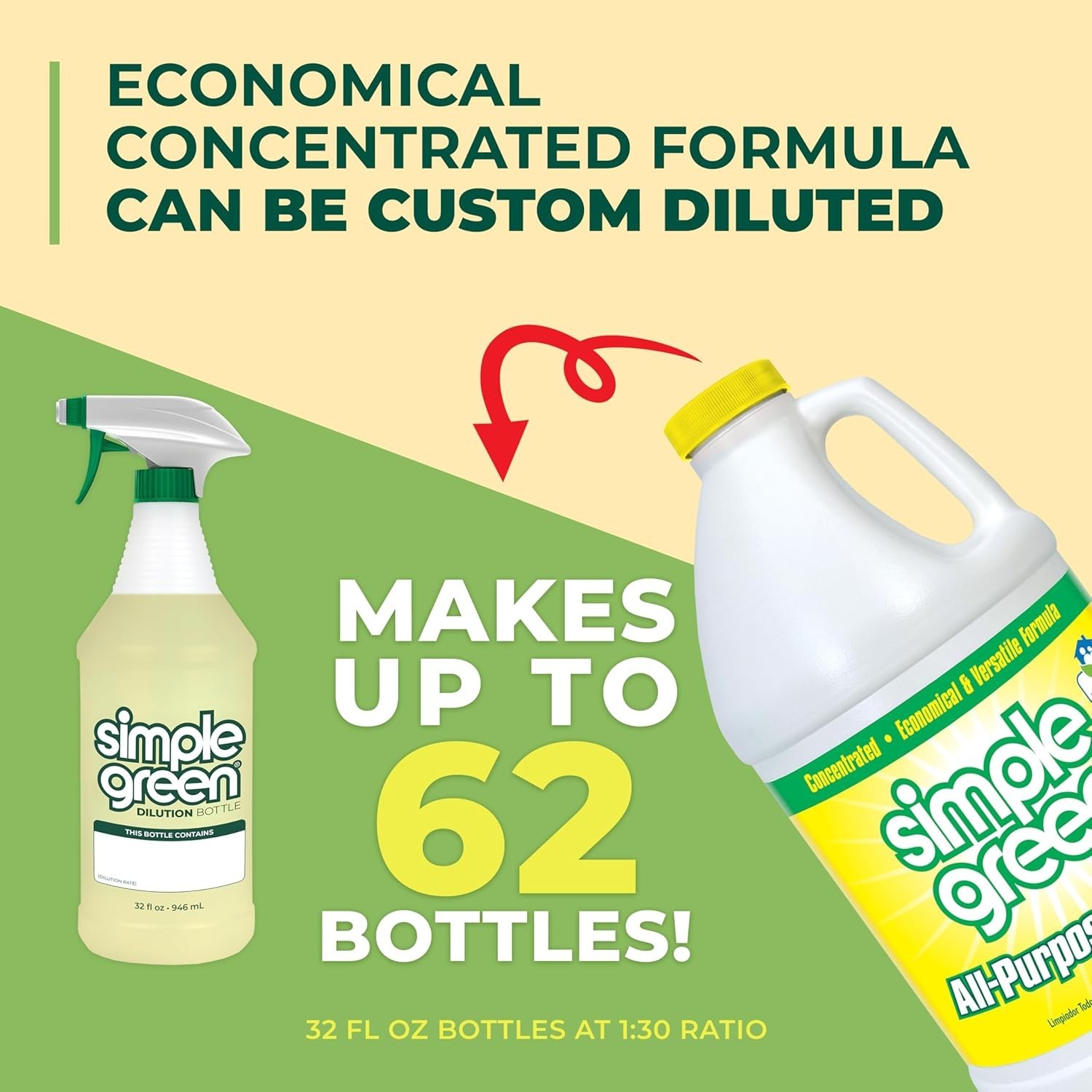 64 Fl Oz Concentrated All-Purpose Cleaner – Powerful Lemon Scent & Biodegradable
