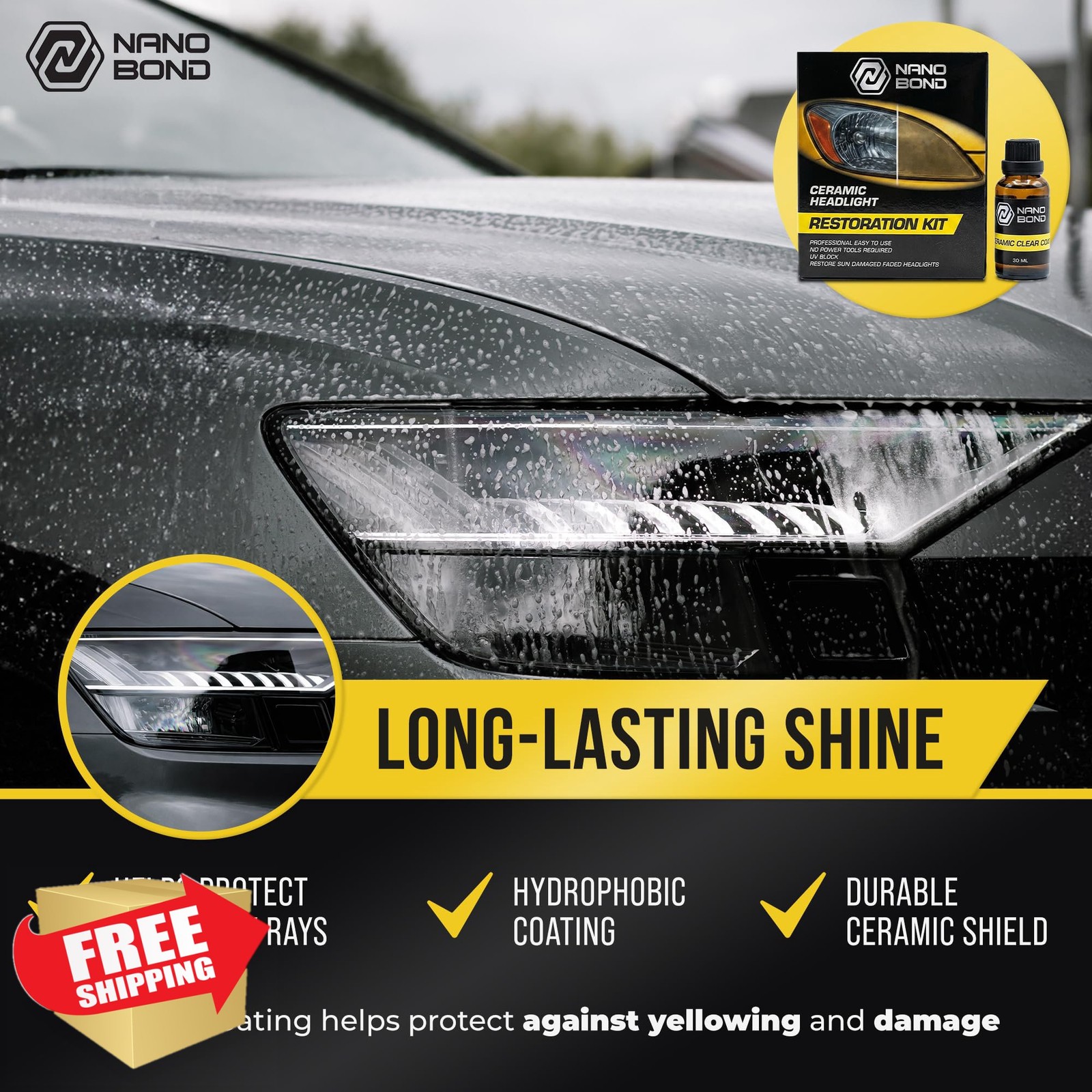 Nano Bond Ceramic Headlight Restoration Kit 30ml Bottle