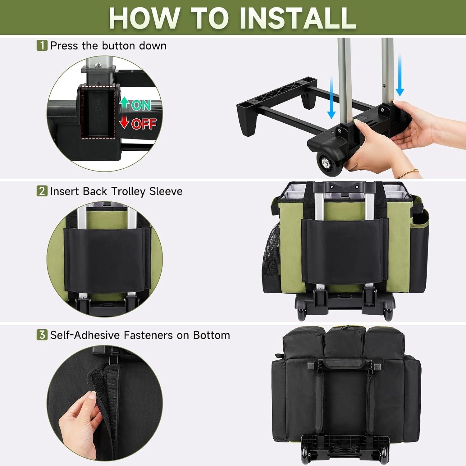 Water-Resistant Large Rolling Cleaning Bag with Ergonomic Trolley & Modern Style