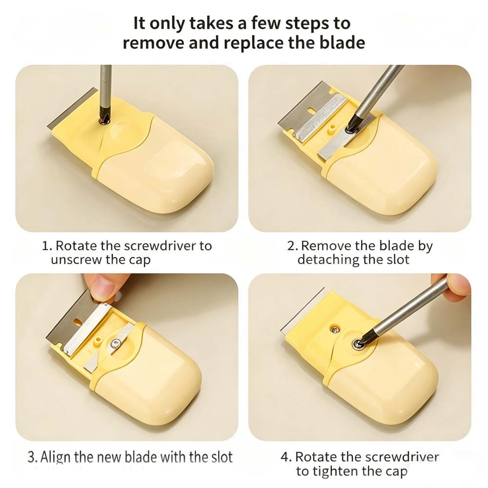 Compact Cleaning Scraper with Razor Blades, Ideal fits Removing Labels & Residue
