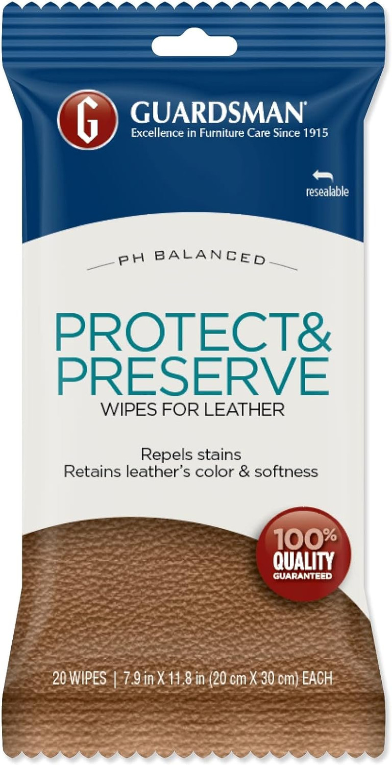 Protect & Preserve Wipes for Leather 20 Wipes – Repels Stains, Retains Color and