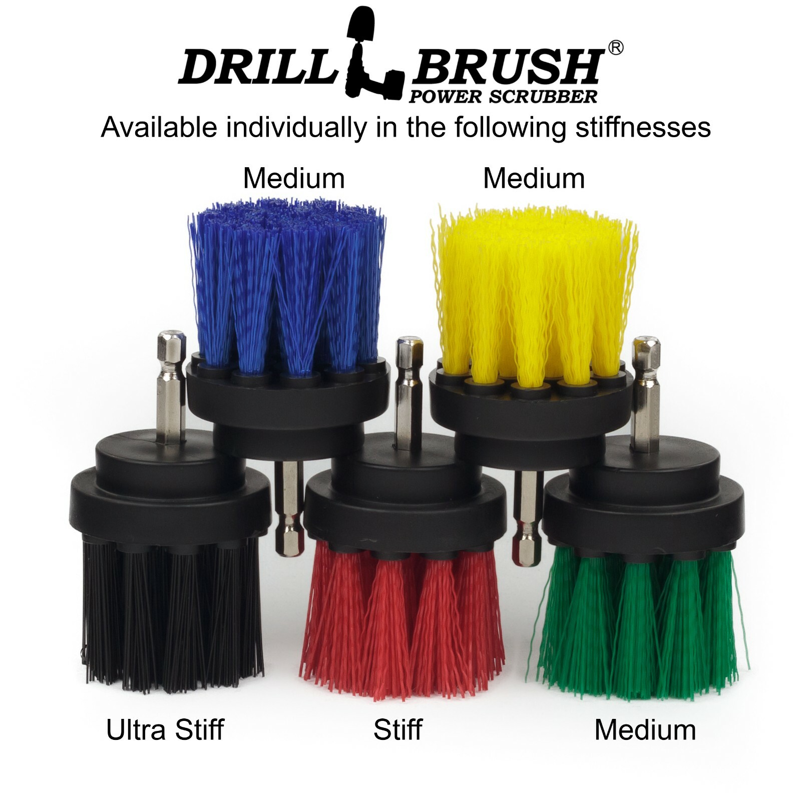 2 Inch Diameter Black Ultra Stiff Bristle Drill Brush for Removing Baked on Food