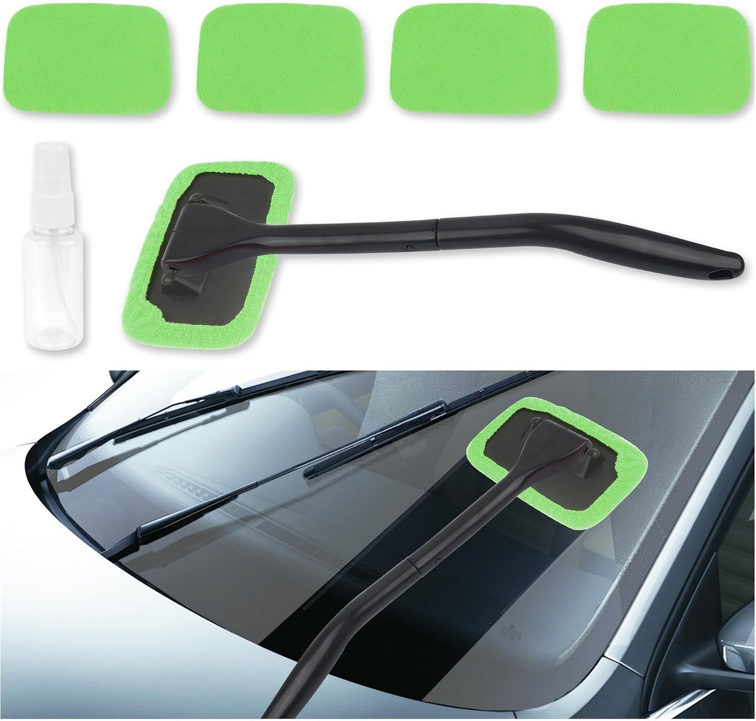 Car Window Cleaner Tool Kit,Microfiber Car Windshield Cleaner Inside with 4PC…