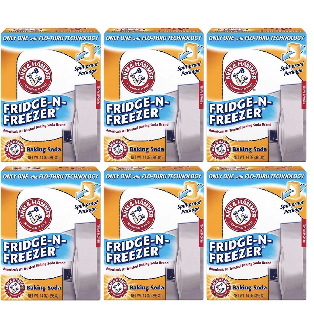 6 Packs of ARM & HAMMER Baking Soda Fridge-n-Freezer Odor Absorber, 14 oz packs