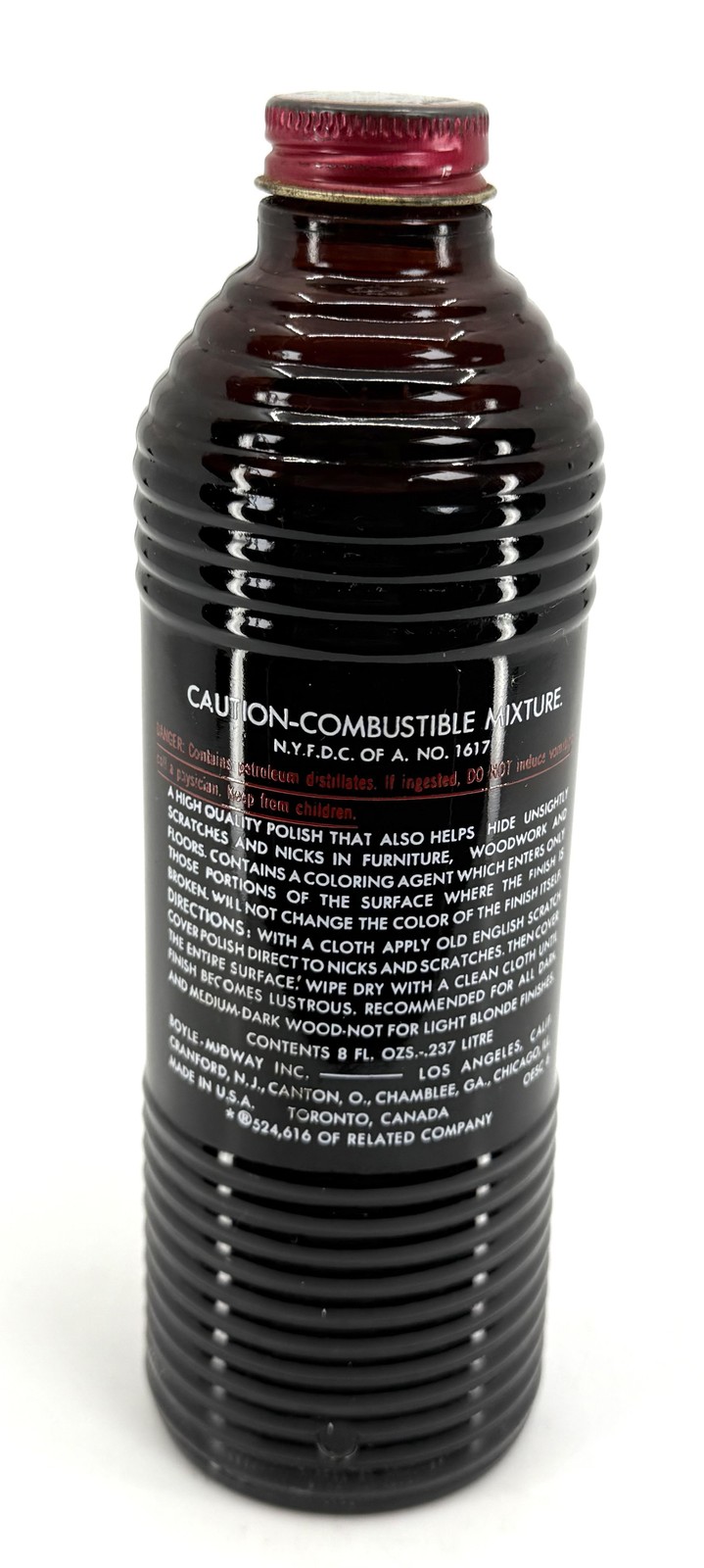 Vintage Old English Furniture Scratch Cover Polish Bottle 8 Fl Oz Medium Dark