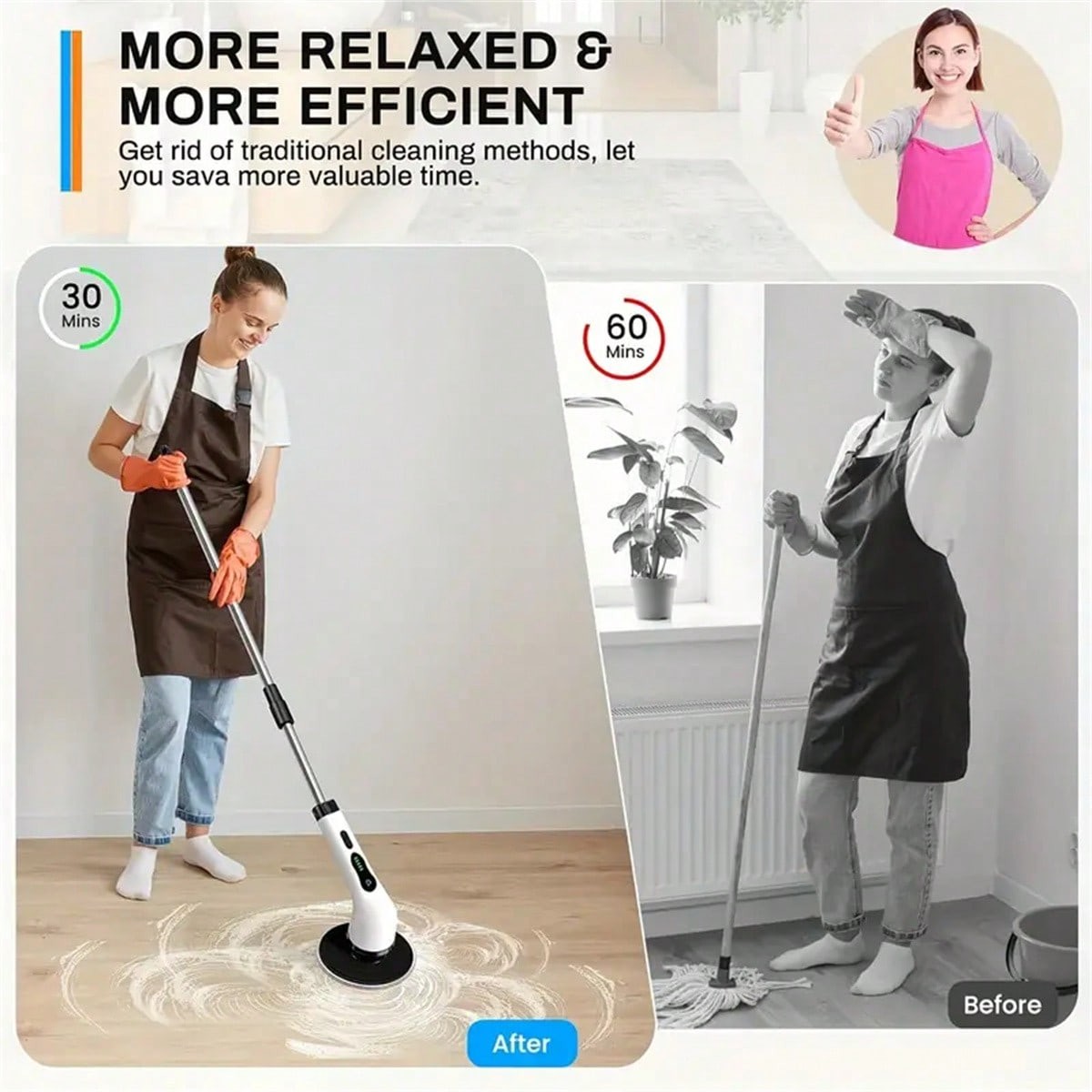 1 Set, Ultimate Electric Spin Scrubber – Cordless, Adjustable, 2-Speed-FGQ
