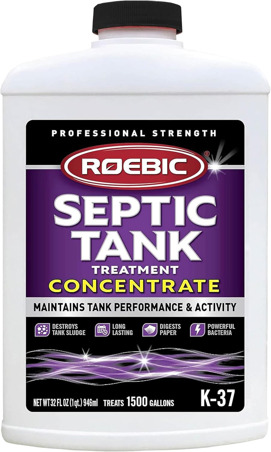 K-37-Q-C1500-4 Septic Tank Treatment: 32 Oz, 16 Oz Concentrate, Safe for All Plu
