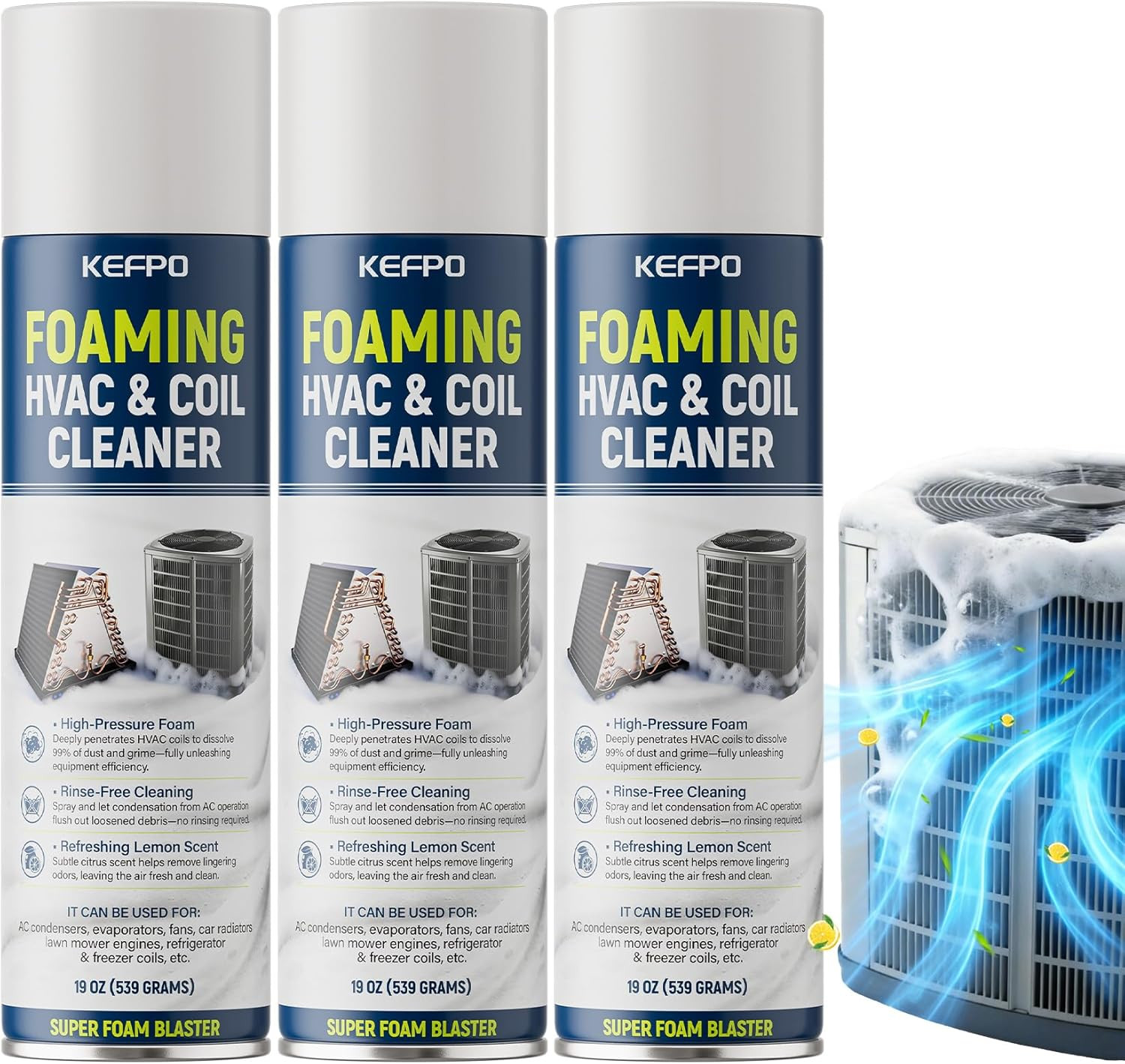 Foaming AC Coil Cleaner: No Rinse Deep Cleaning Foam Spray Safe for Evaporator a