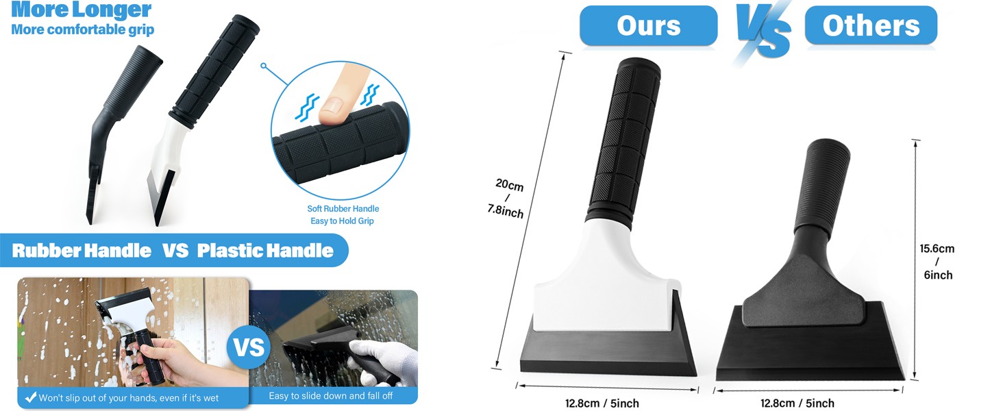2PCS Small Rubber Squeegee Ice Scraper Window Shower Squeegee,Auto Water Blade