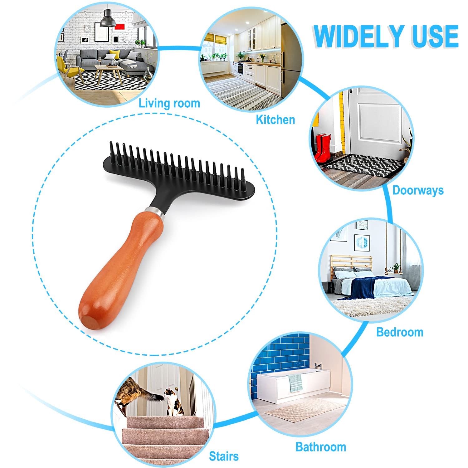 Carpet Rake for Shag Rug Grooming and Hair Removal – 4.3 Inch Width