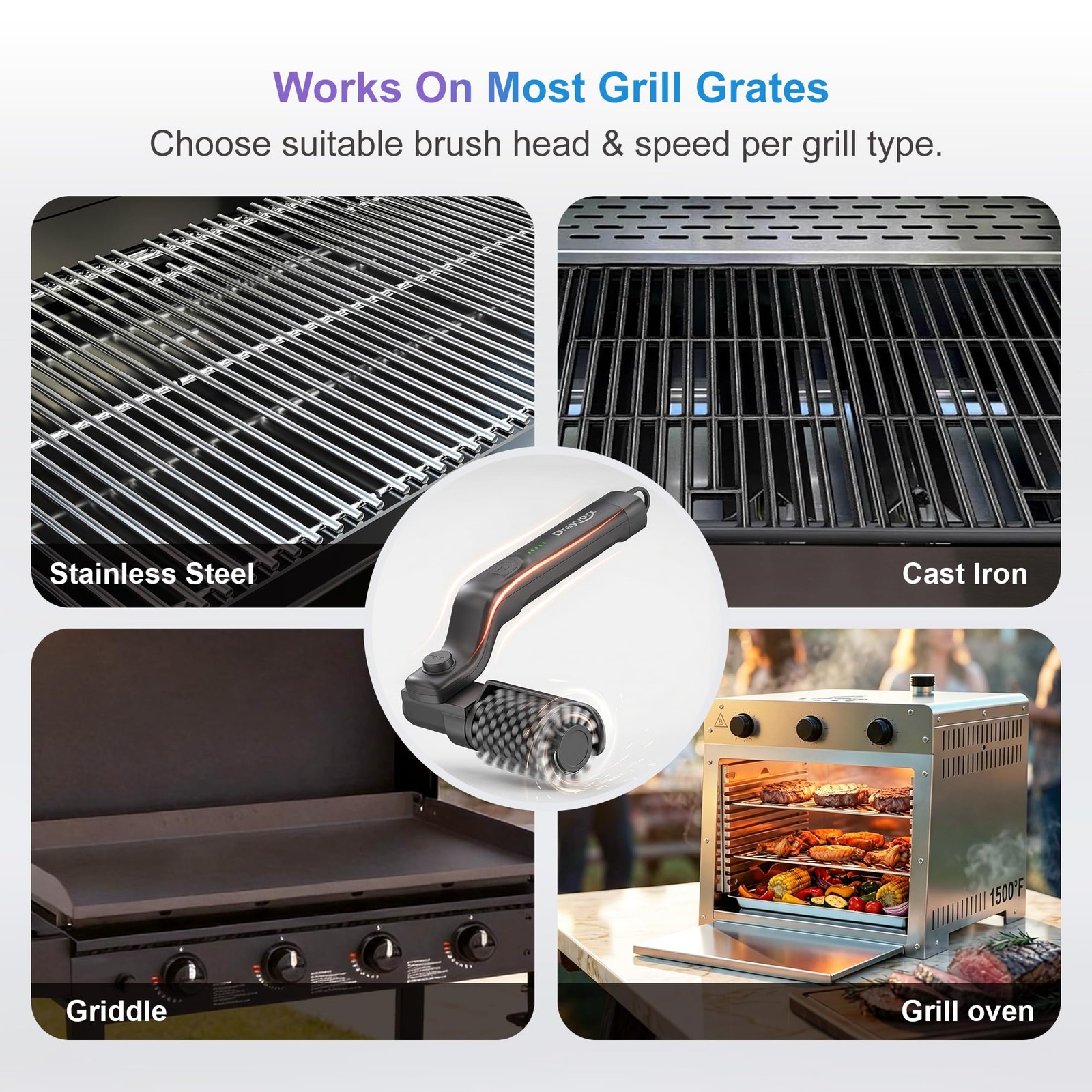 Electric Grill Brush, 20kg High Torque BBQ Cleaner with 3 Speed Modes, Reinfo…