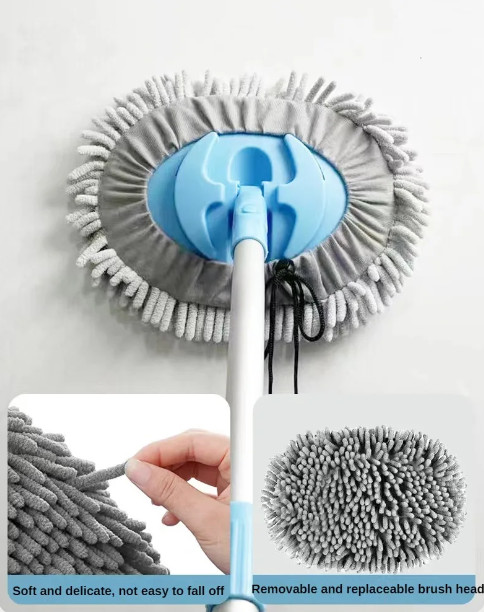3pc Car Wash Brush Mop Cleaning Tool, Long Handle Flexible Microfiber Sponges