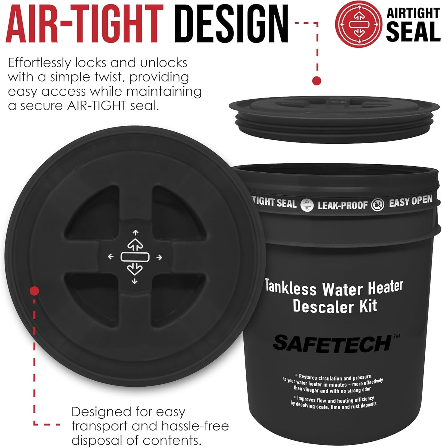 Tankless Water Heater Flushing Kit, 5-Gallon Screw-Top Lid, 4 Quarts Descaler