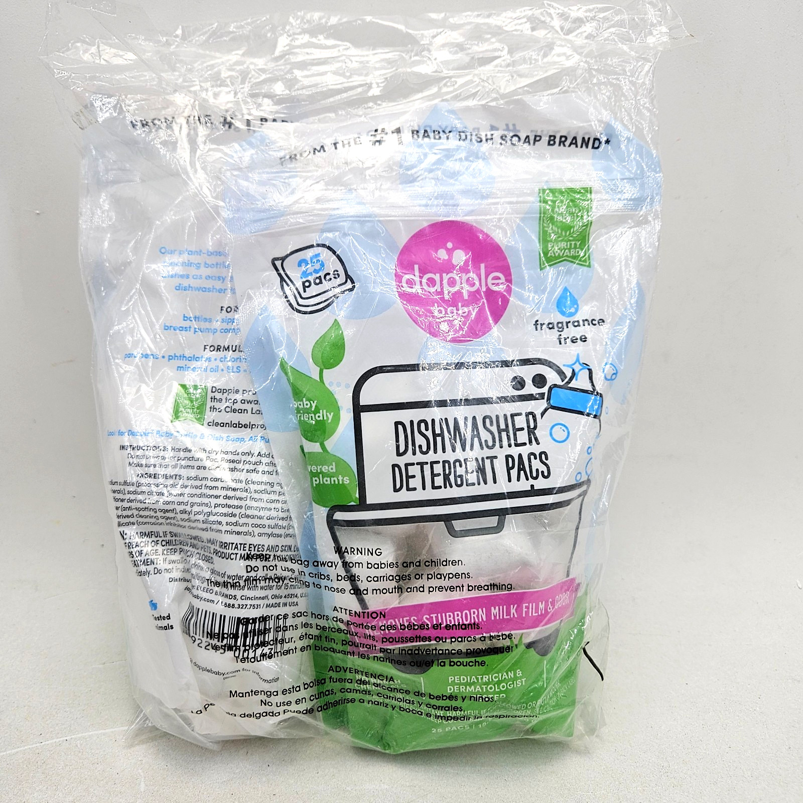 Dapple Baby Dishwasher Pacs, Hypoallergenic Dishwasher Pods 50 count (25 x 2)