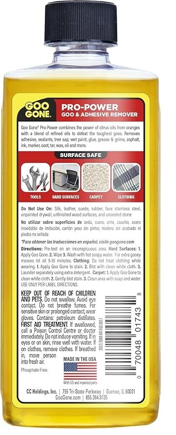 Goo Gone Pro-Power Goo & Adhesive Remover, 8 oz
