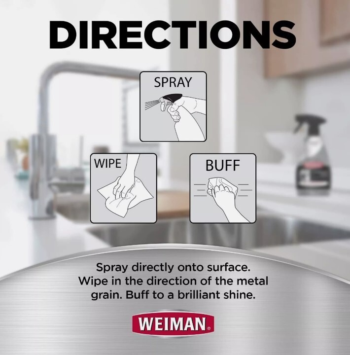 Weiman Stainless Steel Cleaner and Polish Trigger Spray – 12 Fl oz.