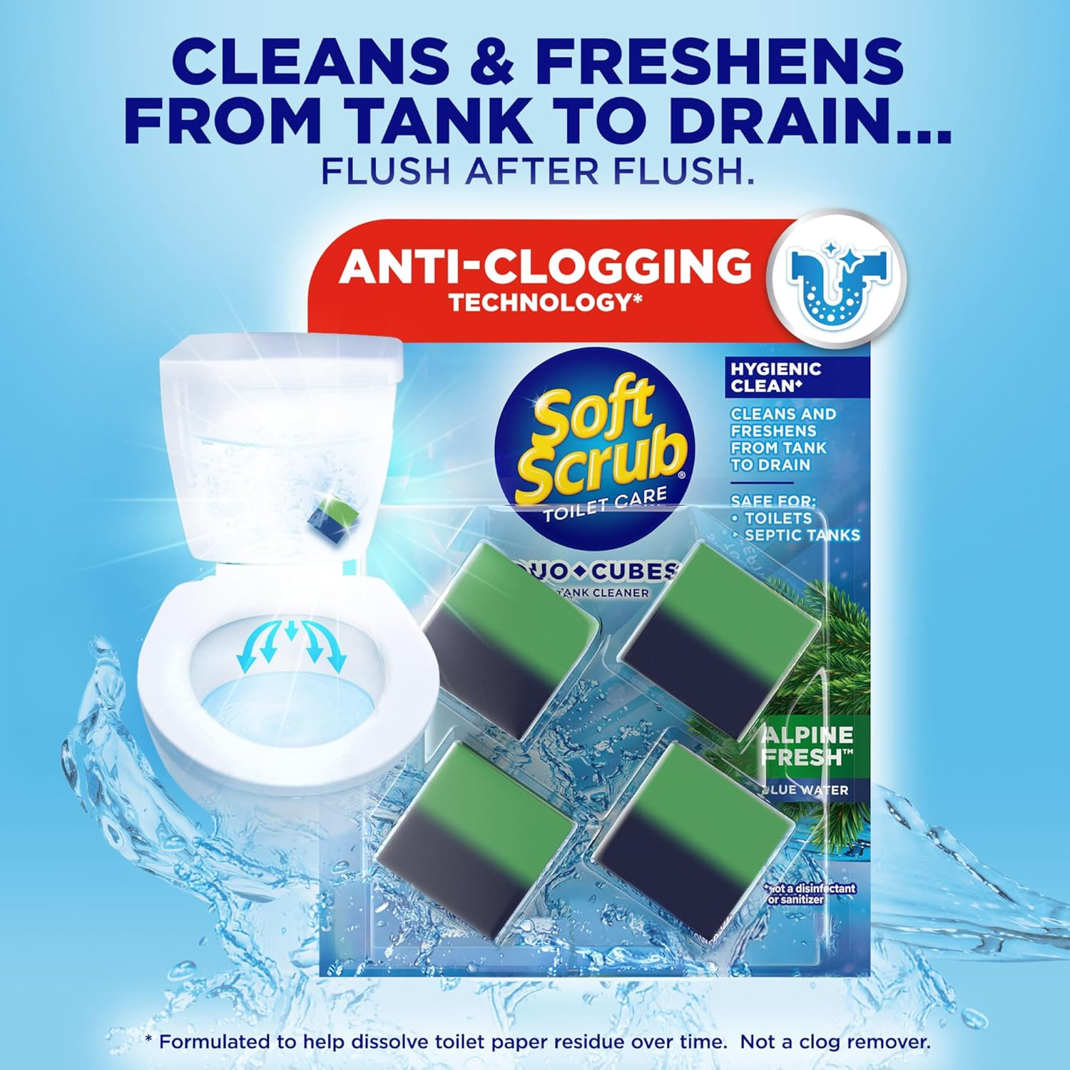 In-Tank Toilet Cleaner Duo-Cubes, Alpine Fresh, 4Count