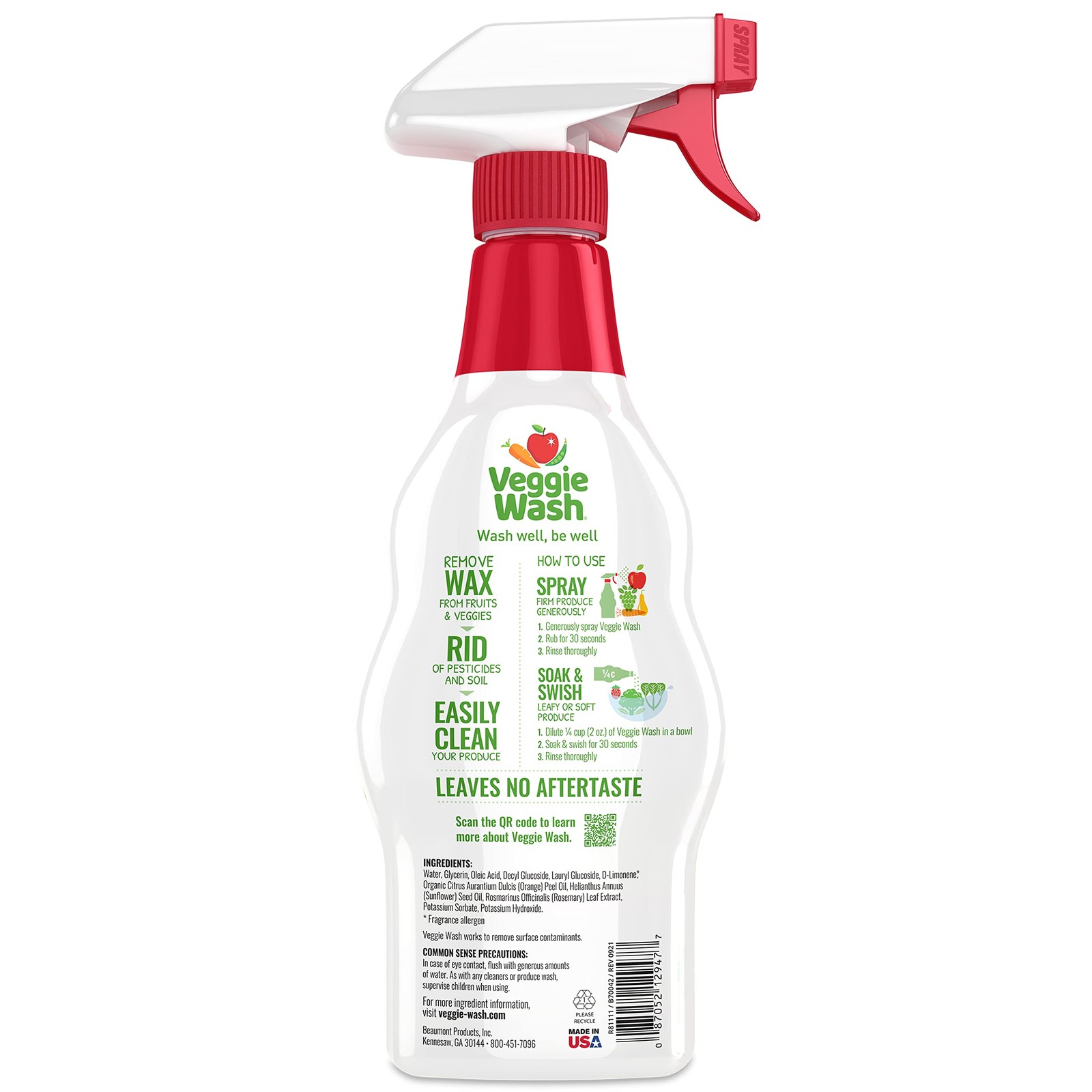 Veggie Wash 16 Fl Oz Produce Cleaner For Fruits And Vegetables Removes Wax Ch…
