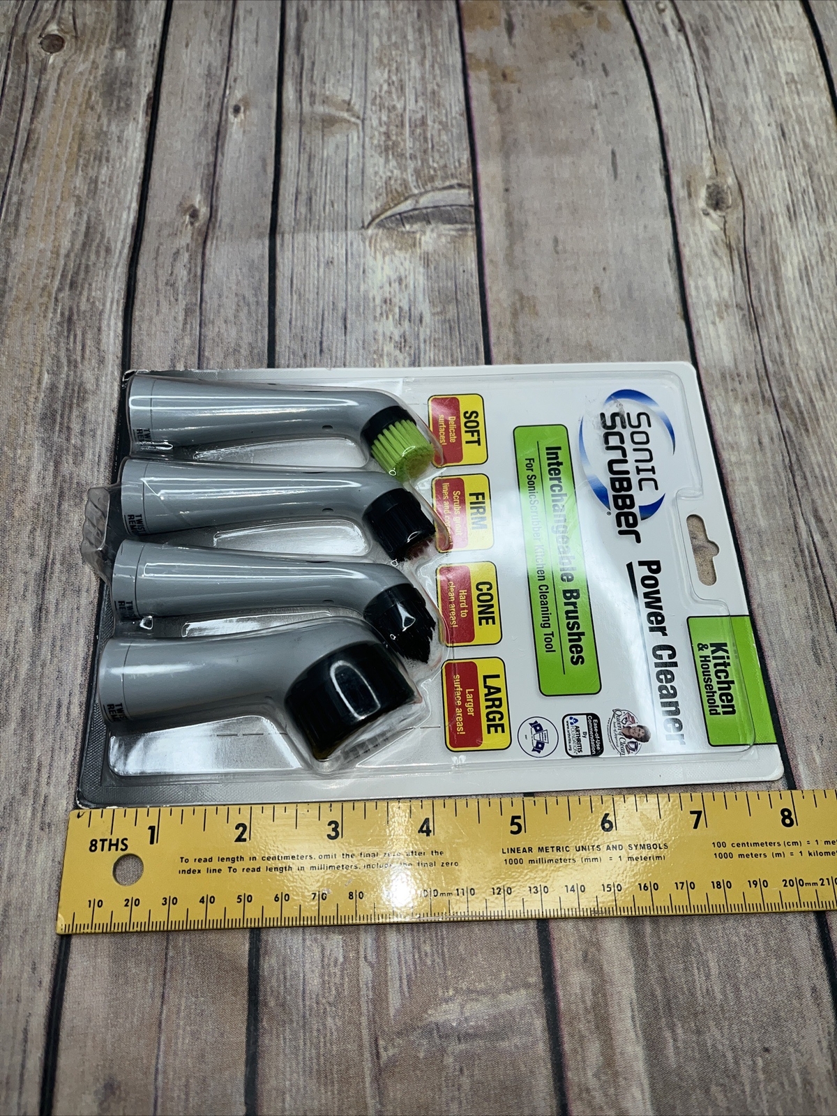 Sonic Scrubber Power Cleaner Interchangeable Brush Heads Kitchen Cleaning Tool