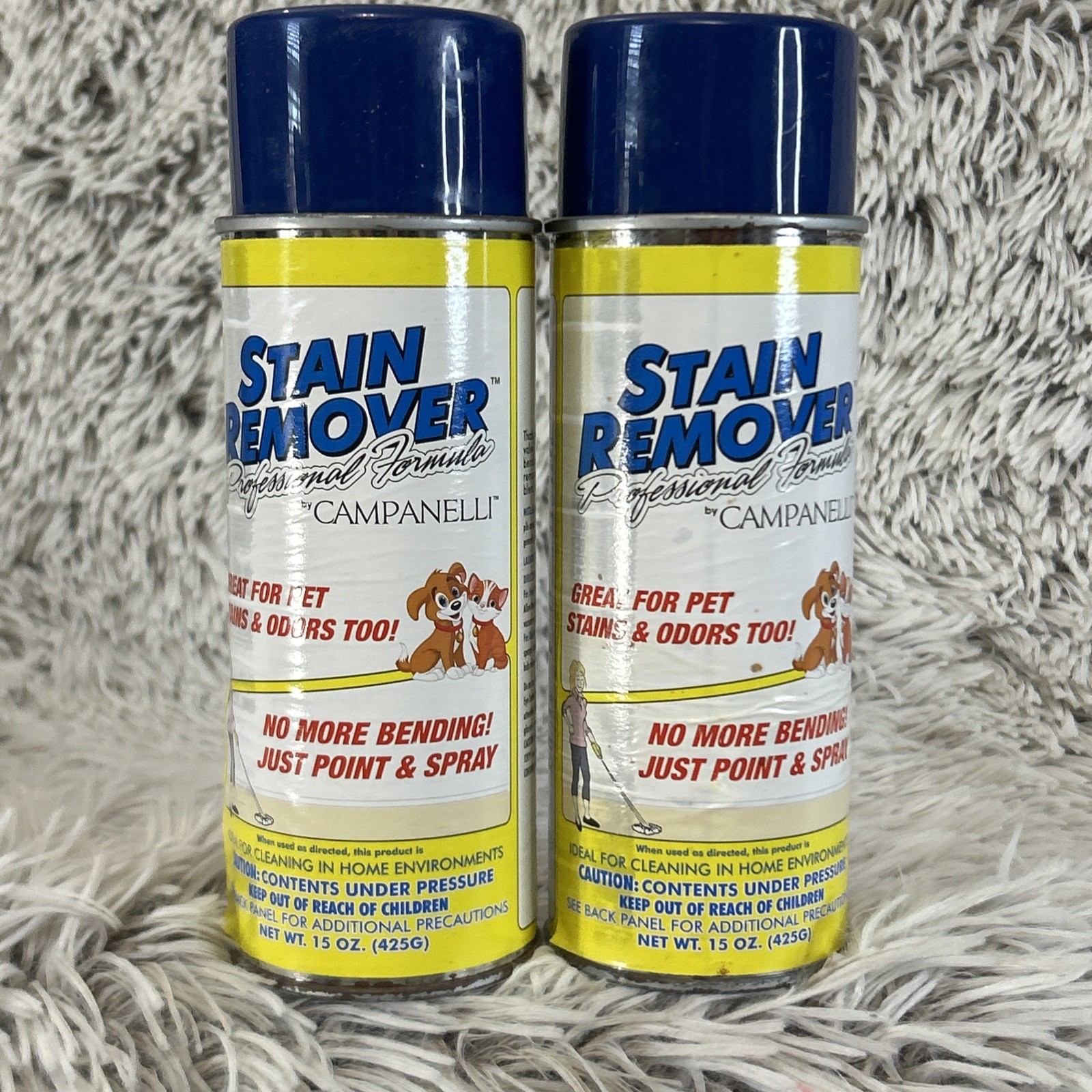 2 Campanelli Professional Formula Stain Remover Point & Spray 15 oz Pet Odors