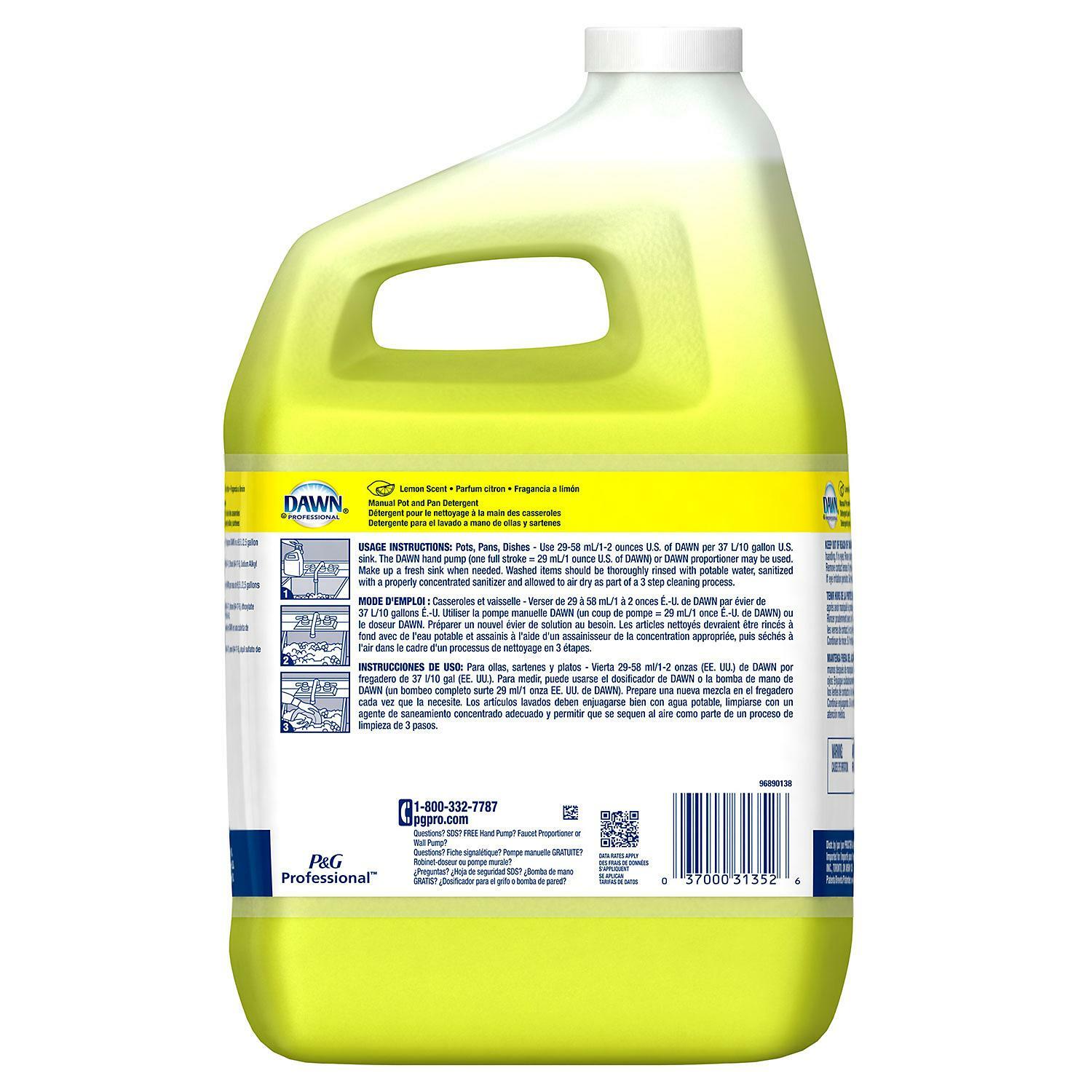 (ONE GALLON) Dawn MANUEL POT & PAN Soap Dish washing Liquid, LEMON SCENT