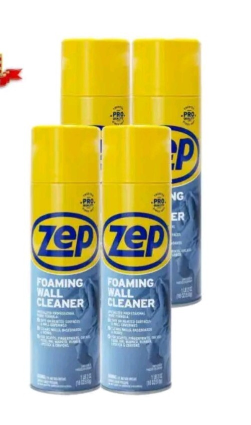 4-Pack Zep Foaming Wall Cleaner Removes Stains Without Damaging Finishes 18Oz/EA