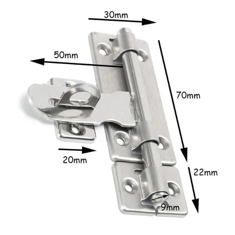 New Stainless Steel Hardware Door Lock Barrel Bolt Latch Padlock Clasp Set Brush