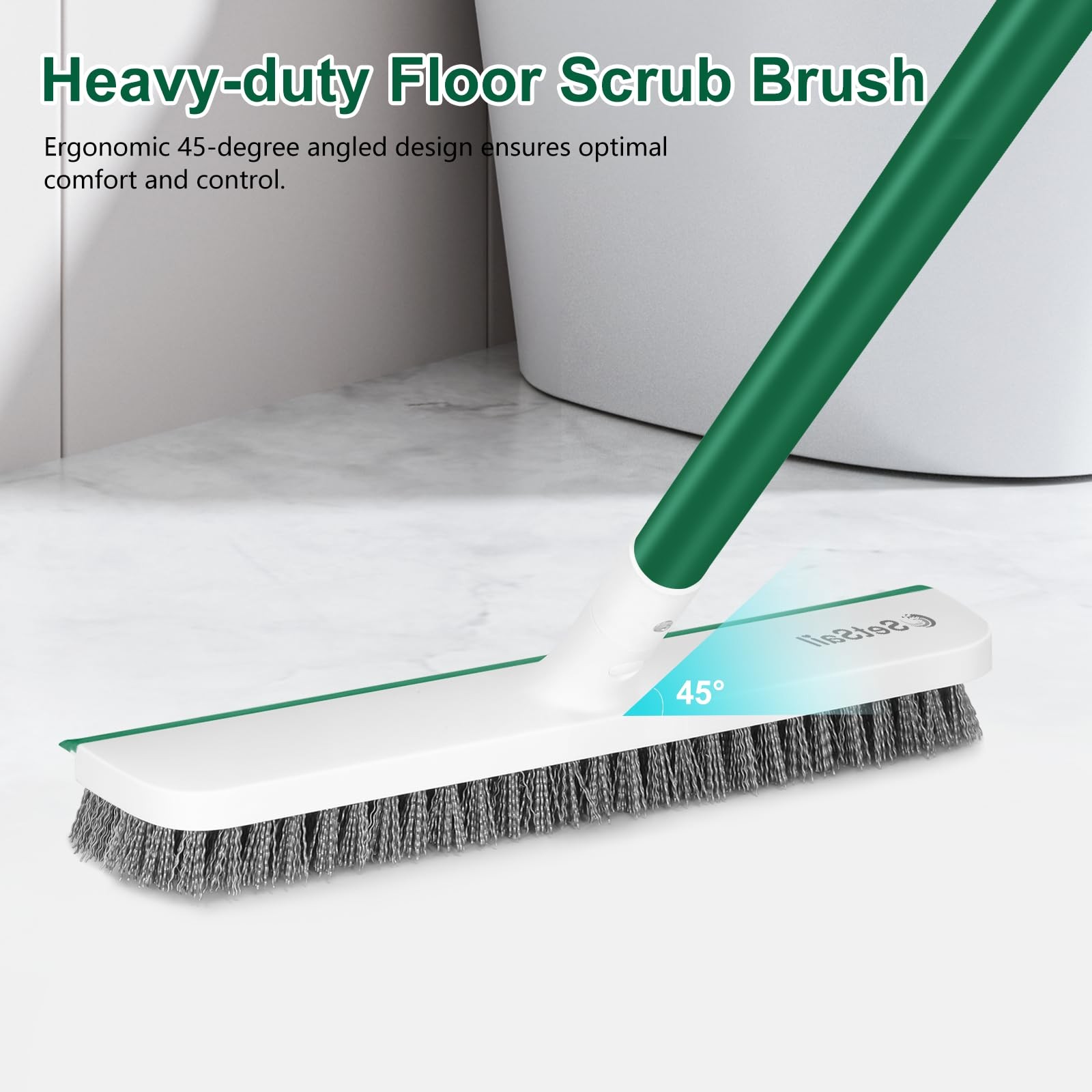 Upgraded Large 12 in Wide Floor Scrub Brush with 51-Inch Long Adjustable Hand…