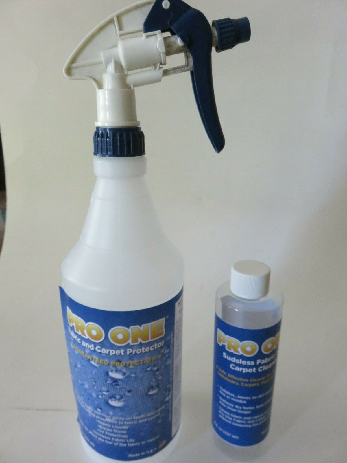 Pro One Fabric & Carpet Protector/Stain Proofing (16 oz) w/8 oz Sudsless Cleaner