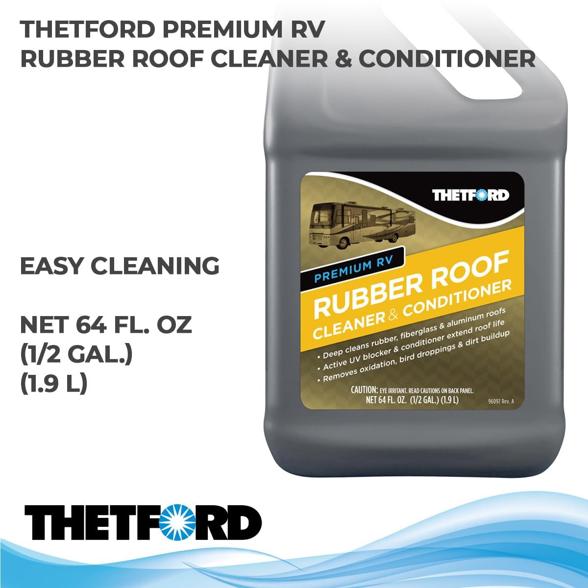 RV Rubber Roof Cleaner – Non-Toxic, Non-Abrasive RV roof detergent 64 oz – Thetf