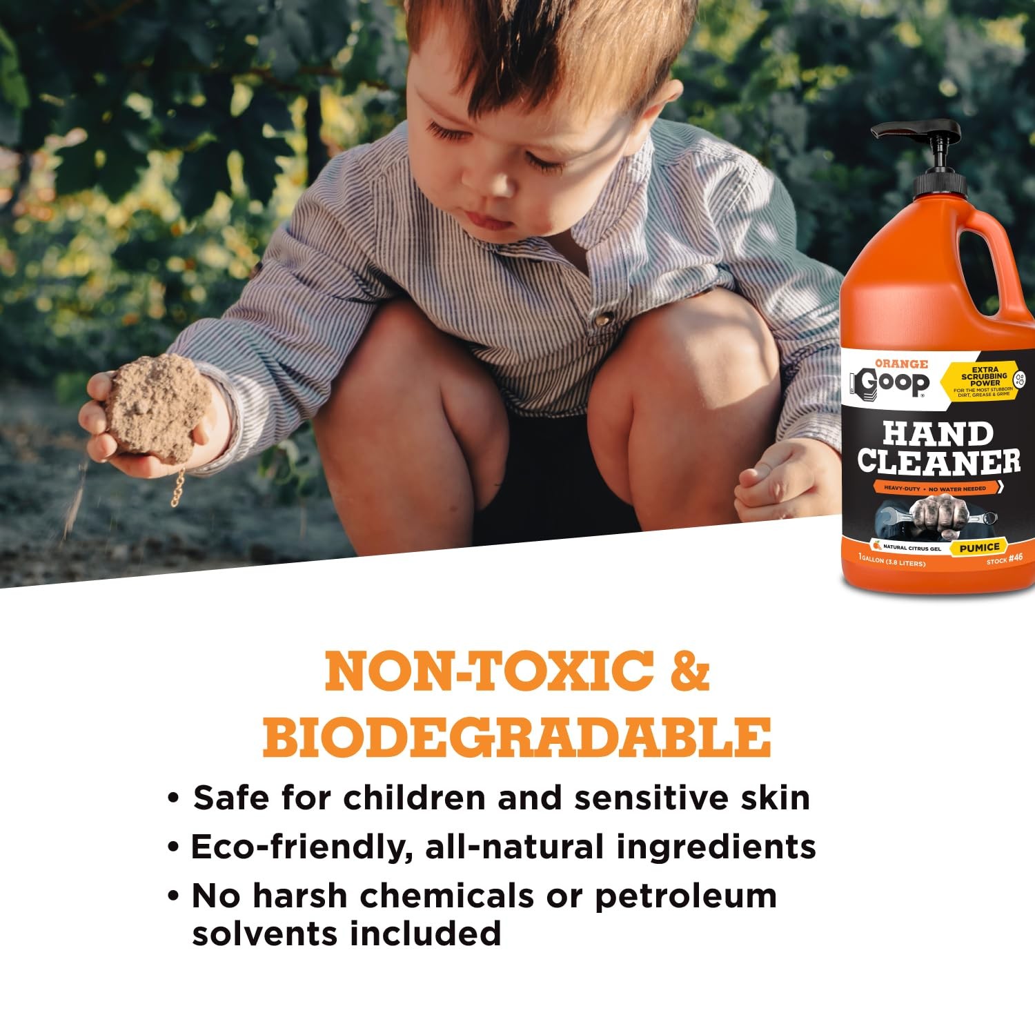 Orange Liquid with Pumice Multi-Purpose Waterless Hand Cleaner – 1 Gallon Pum…