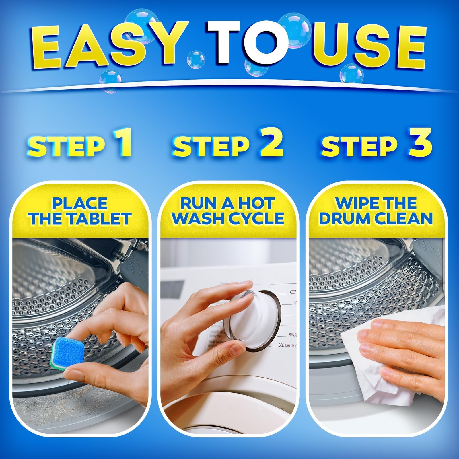 Washing Machine Cleaner Tablets for Pet Owners Pro – Front & Top Load HE Wash…