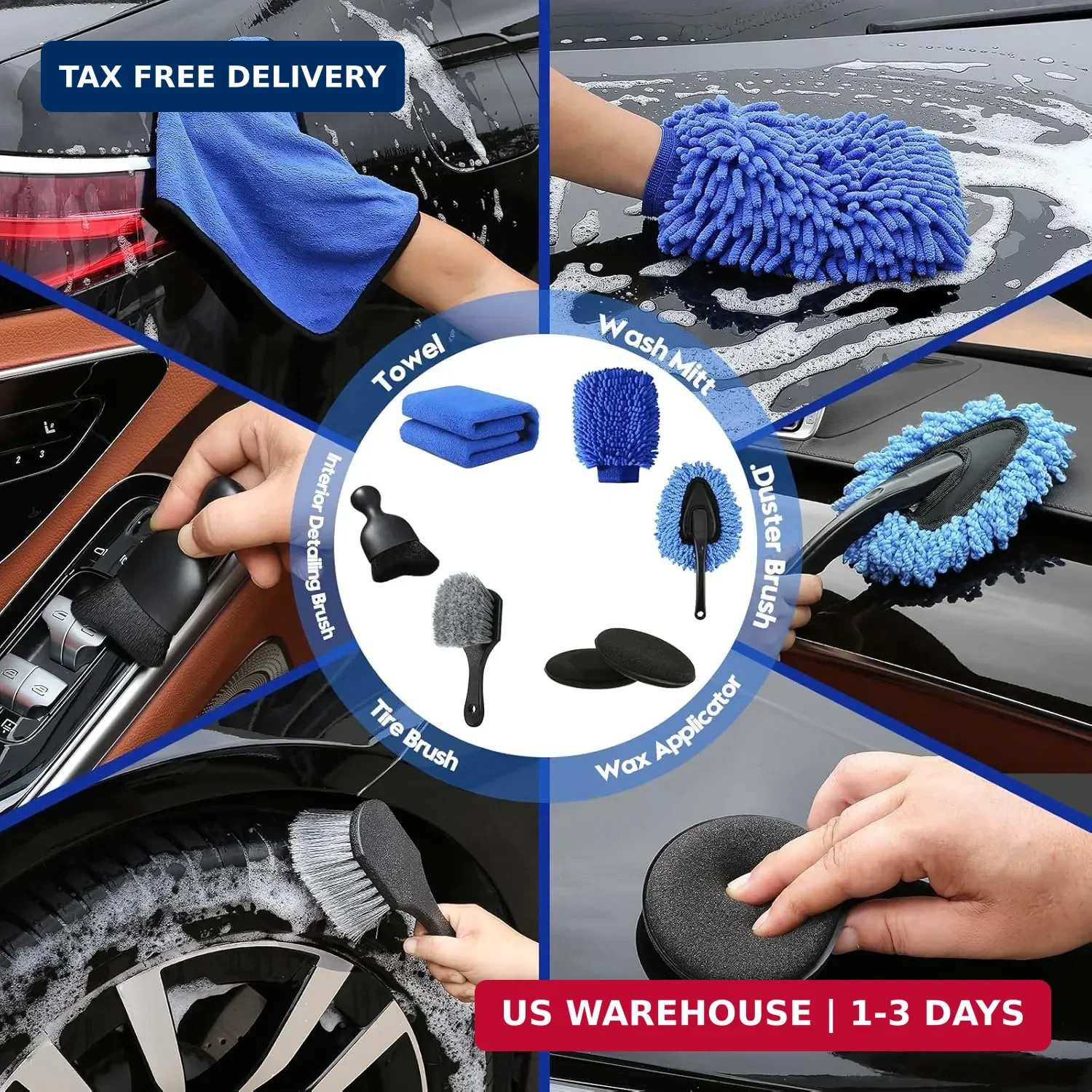 Car Detailing Kit Car Wash Supplies Brush Set Interior Exterior Wheels Cleaning