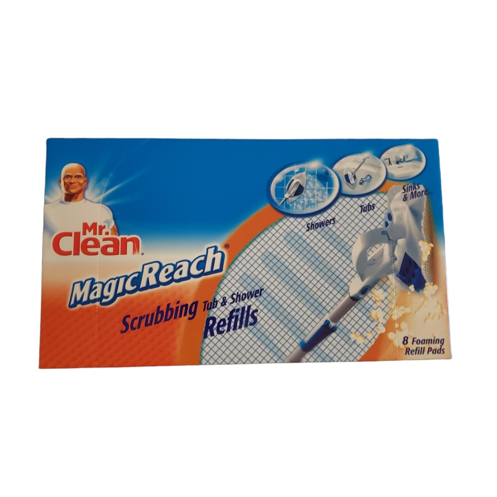 Mr. Clean Magic Reach Scrubbing Tub And Shower Pad Refills 8 in Box DISCONTINUED