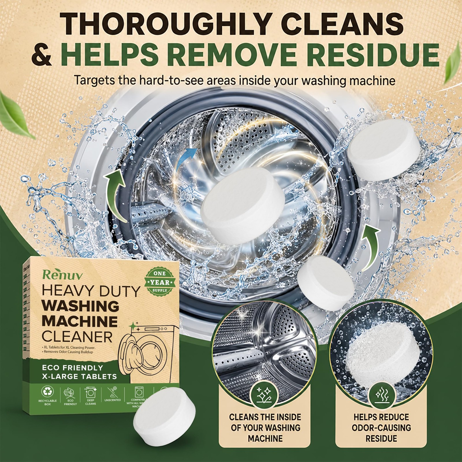 ® Heavy Duty Washing Machine Cleaner and Descaler – Deep Cleaning Tablets For…