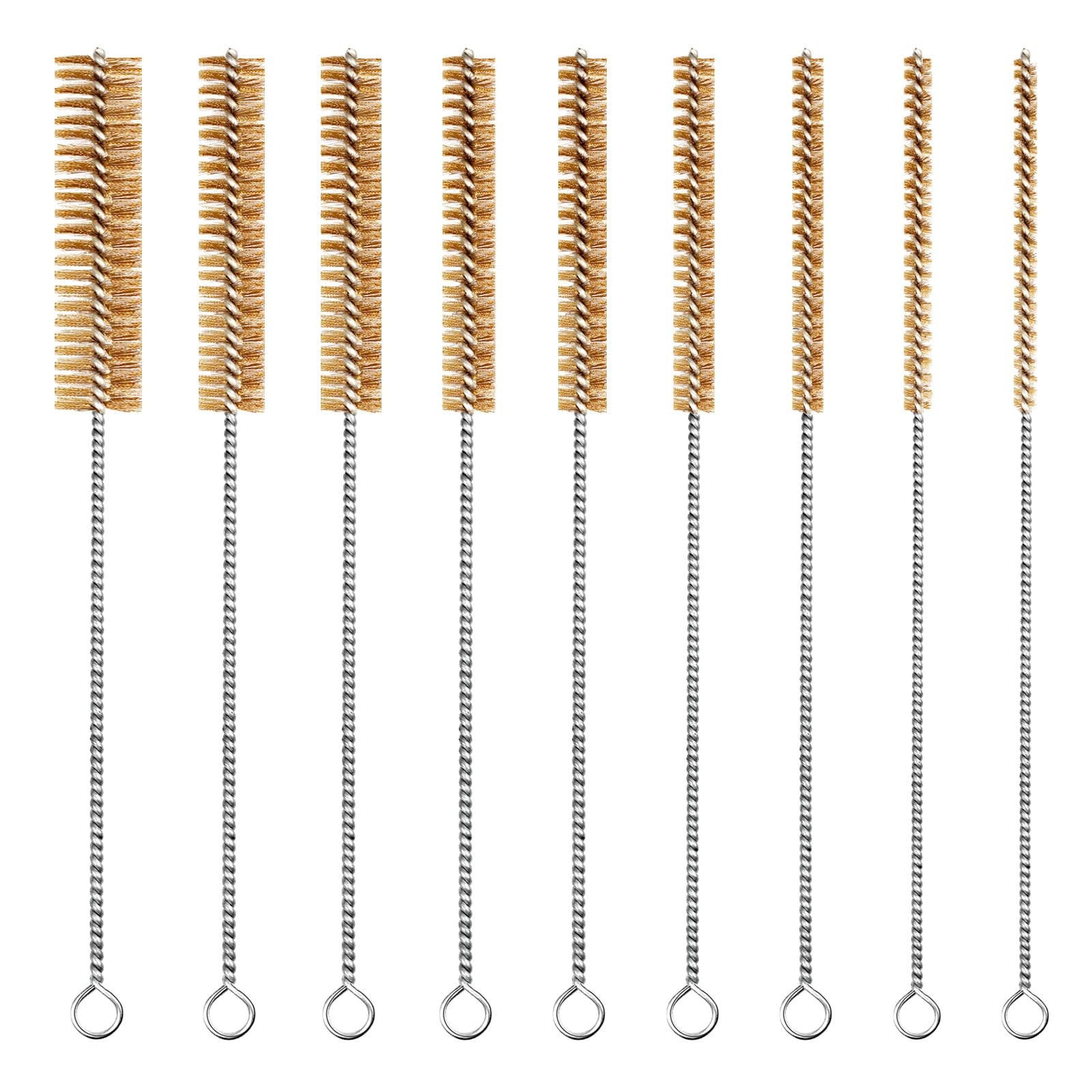 Brass Wire Brush Set 9pcs Tube Cleaning Brush 12″ Round Wire Brushes Kit Bore…