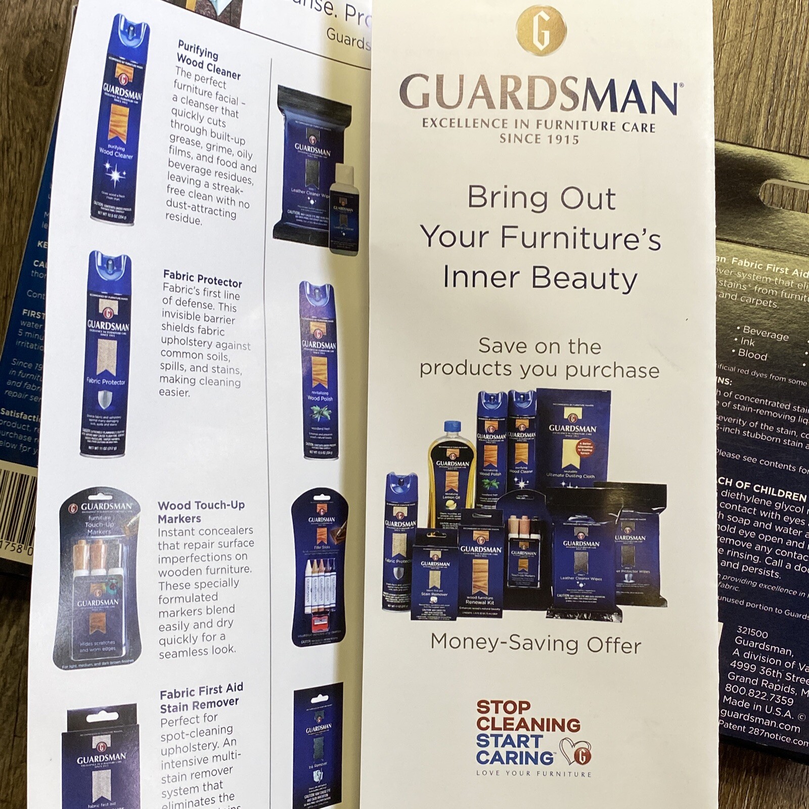 Lot of Guardsman Furniture Care Kit Fabric Leather Wood Original Box Wipes Cloth
