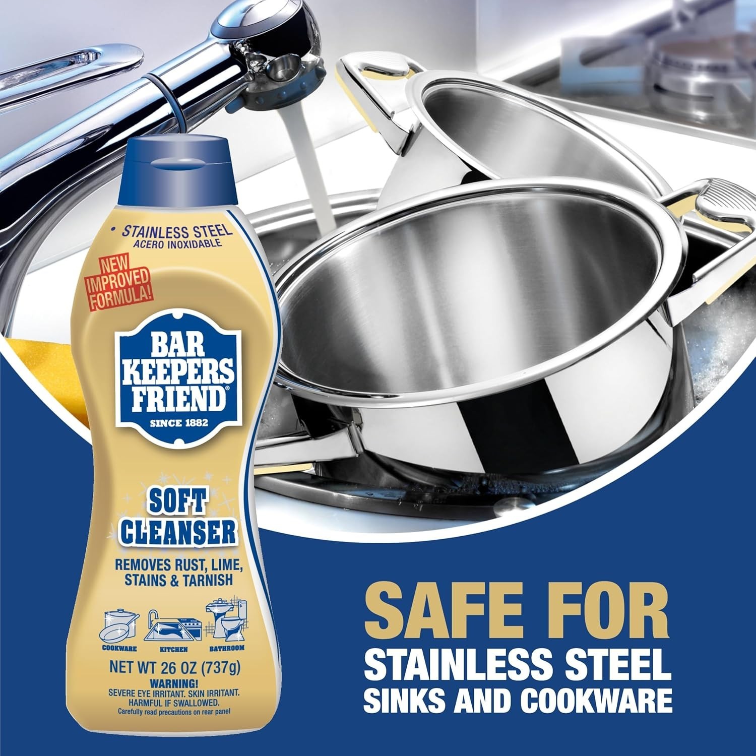 Bar Keepers Friend Soft Cleanser (26 oz) MORE Spray + Foam (25.4 oz) Multipurpos