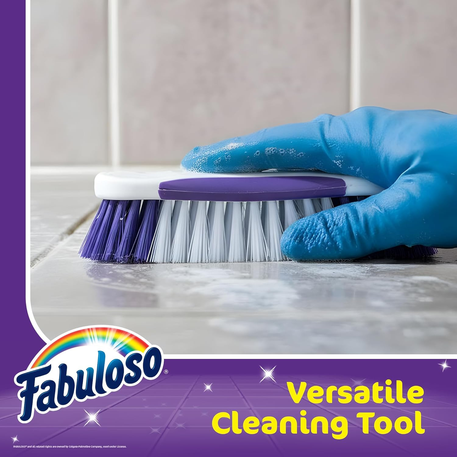Fabuloso Cleaning Brush, Compact Hand Scrub Brush with Easy Grip Rubber Texture