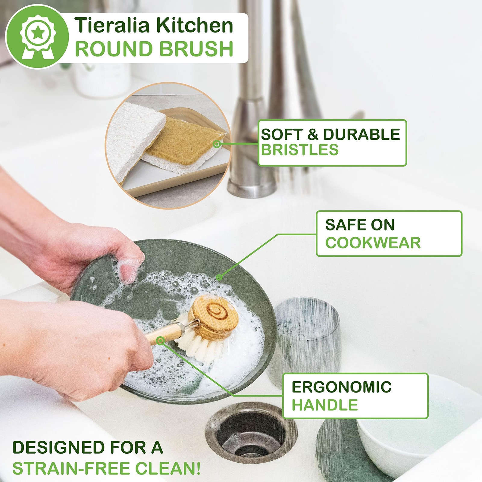 Dish Brush Gift Set – 5-Piece Kitchen Cleaning Set with Bottle Brush, Round S…