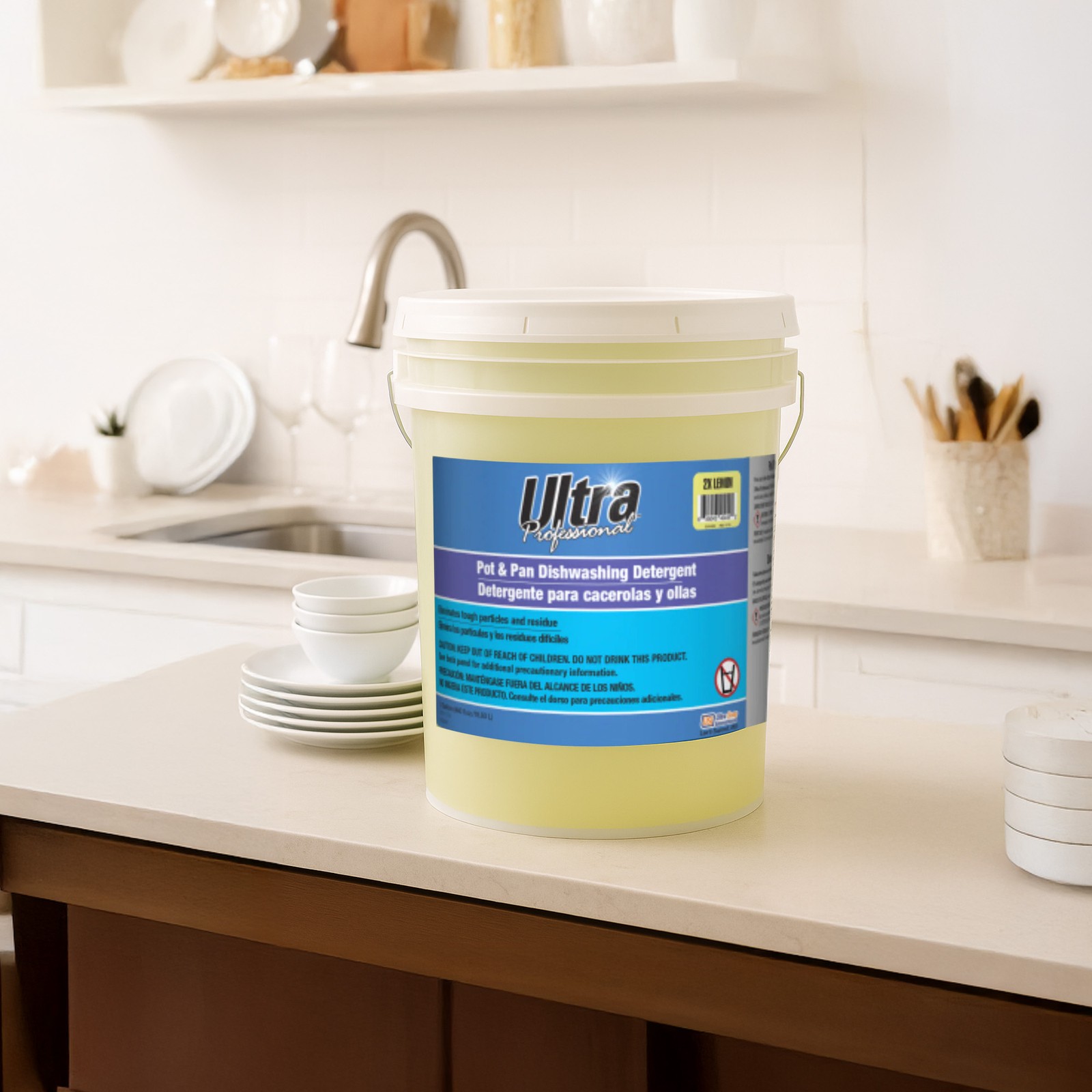 Ultra Professional™ 5 Gal Pots & Pans Dishwashing Detergent Lemon Scent, Yellow