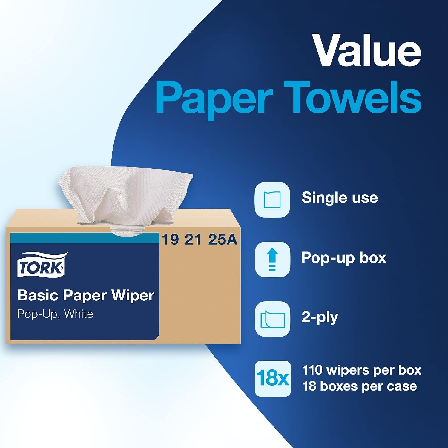 Basic Paper Wiper White Pop-up Box 18 x 110 Sheets 192125A