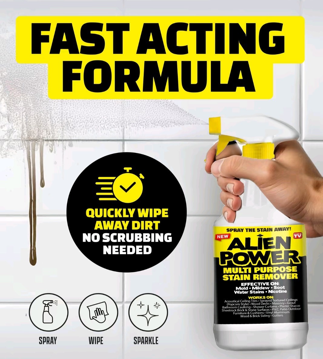 Alien Power Stain Remover Kit – Mold, Mildew & Algae Cleaner with Spray Bottle