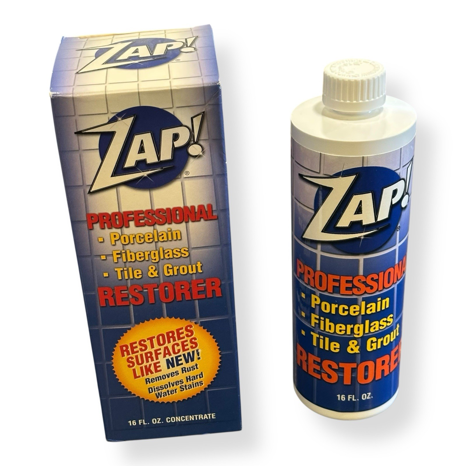 ZAP! ‎Professional Cleaner Porcelain Fiberglass Tile Restorer 16 oz. Concentrate