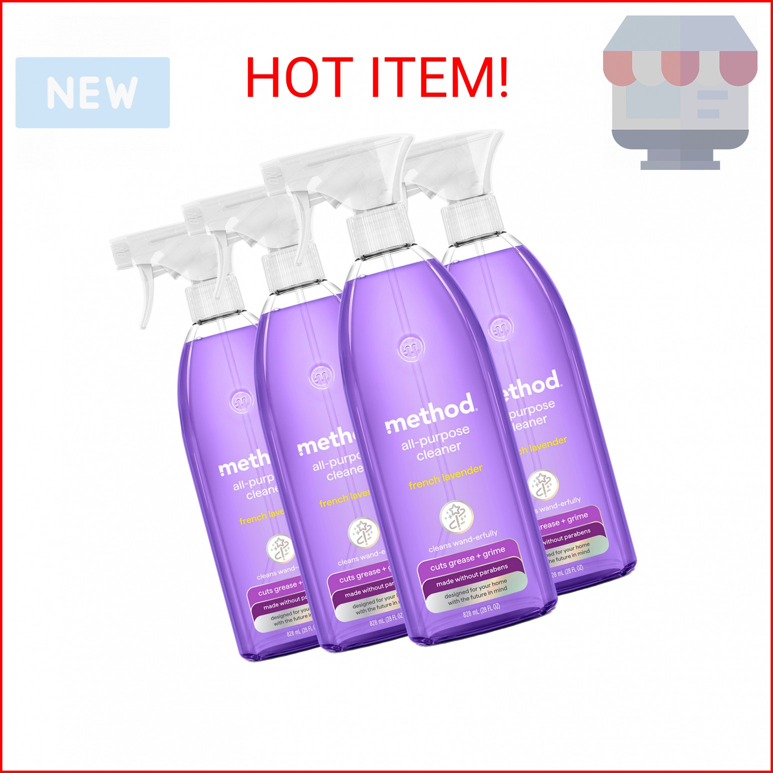 method All-Purpose Cleaner Spray, French Lavender – Cuts Grease & Grime on Count